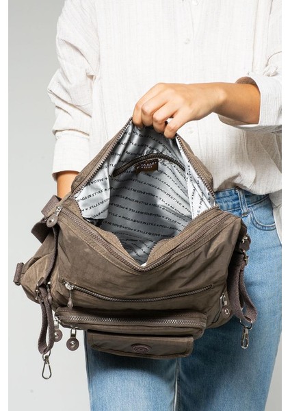 Klinkır Kumaş Ister Sırt Ister Omuz Ister Çapraz Askılı Fonksiyonel Kullanım Kadın Çantası 30*30 cm fırsatları