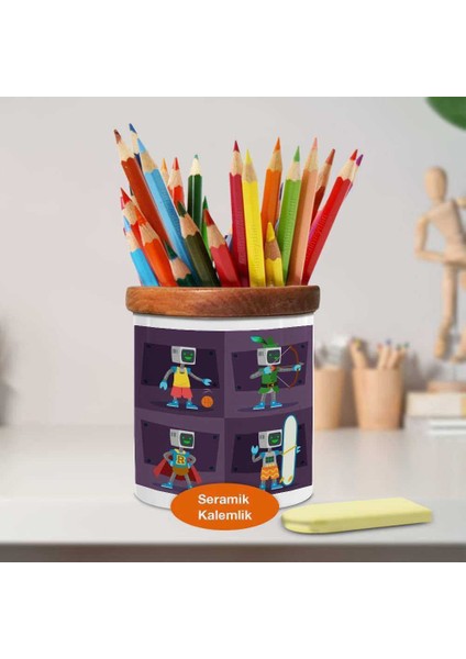 Eğlenceli Aktiviteli Robot Seramik Kalemlik -2147727574 fiyatları