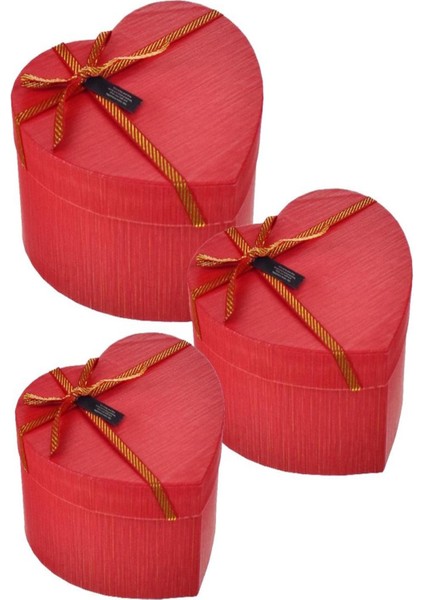 Hediye Kutusu Kalpli Kırmızı 3lü K 0967