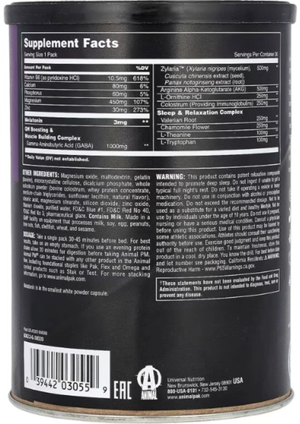 Animal, Pm, Sleep & Nighttime Recovery, 30 Packs. Usa Menşei.ozelsporcugıdaların'dan 3863 fiyatları