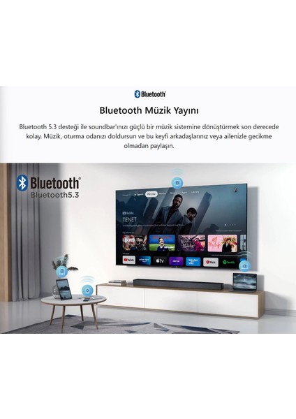 7.1.4 Kanal 1020WAAT Yüksek Güç Kusursuz Ses Dolby Atmos Kablosuz Wireless Soundbar & Ev Sinema Sistemi+ HDMI Kablo ve Duvar Montaj seti