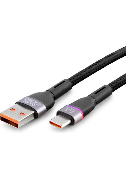 Xiaomi Uyumlu 6A Usb-Type-C LED Işıklı Örgülü Şarj Kablosu Medyatech