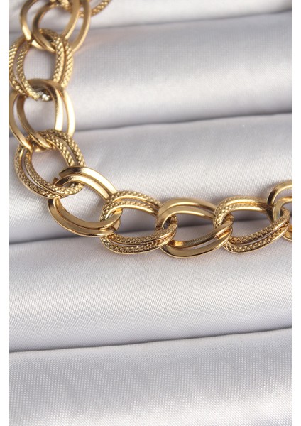 Mulvxxmd XDN02 Çelik Gold Renk Işleme Detaylı Samanyolu Model Kadın Bileklik (Mulvix)
