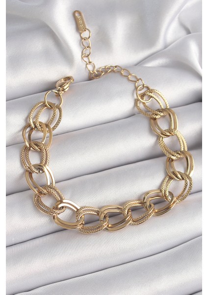 Mulvxxmd XDN02 Çelik Gold Renk Işleme Detaylı Samanyolu Model Kadın Bileklik (Mulvix)