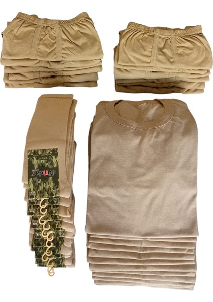 Balkonda Asker Fanila Boxer Çorap 12'li Set Ekonomik Paket Acemi Bedelli Karacı Asker Çamaşır Seti KÇS12-1