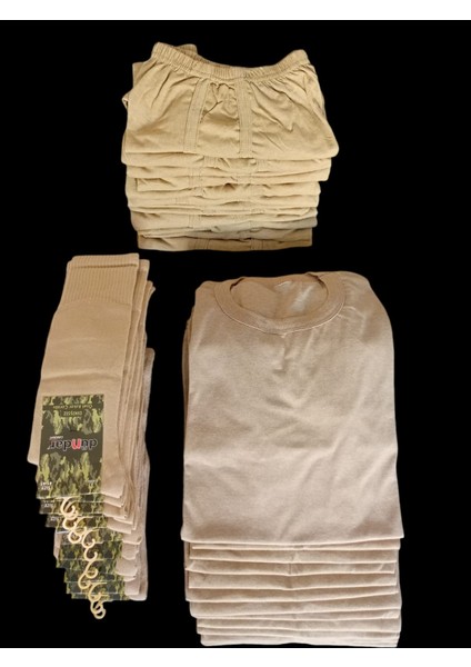 Balkonda Asker Fanila Boxer Çorap 12'li Set Ekonomik Paket Acemi Bedelli Karacı Asker Çamaşır Seti KÇS12-1 fiyatları