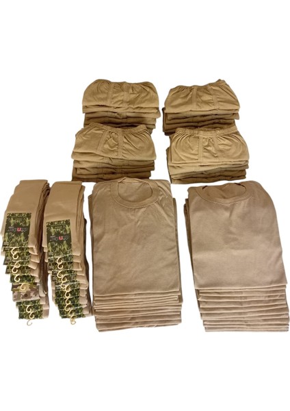 Balkonda Asker Fanila Boxer Çorap 24'lü Set Ekonomik Paket Acemi Bedelli Karacı Asker Çamaşır Seti KÇS24-1