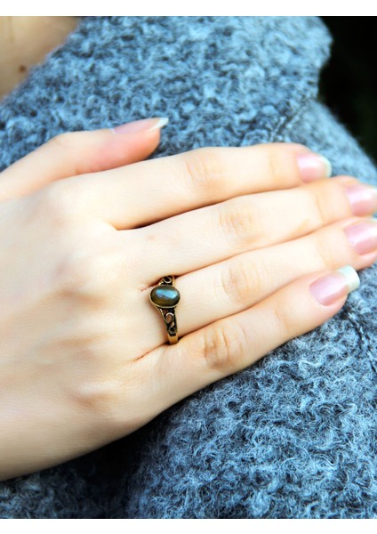Doğal Taş Labradorit Doğal Taşlı Ayarlanabilir Antik Kadın Yüzük EUY54LBT fiyatları