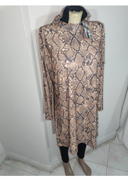 Battal Tam Leopar Elbise Mayo