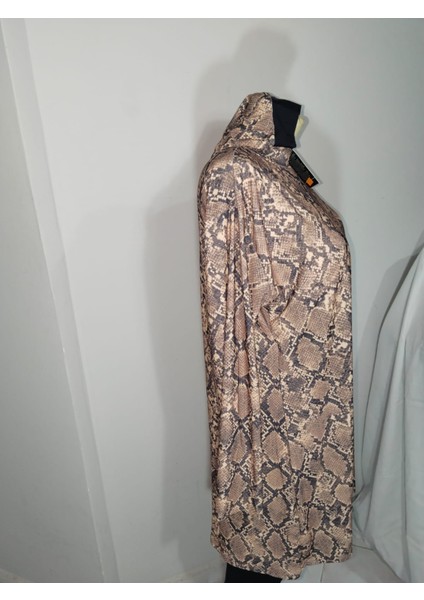 Battal Tam Leopar Elbise Mayo