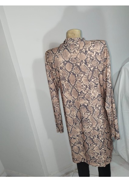 Battal Tam Leopar Elbise Mayo