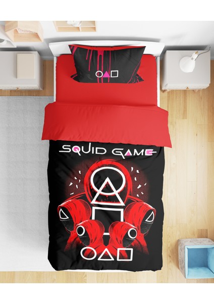 Squid Game 3D Dijital Baskılı Tek Kişilik Çarşafsız Nevresim Takımı Genç Nevresim Takımı