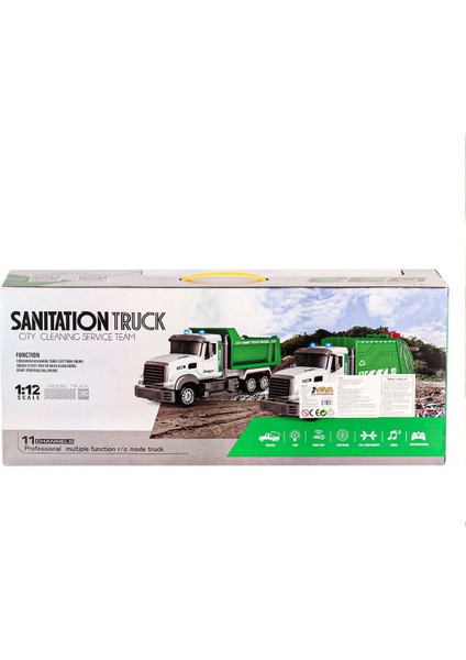 A8196-QH9003-1-2 Kumandalı Sesli ve Işıklı Çöp Kamyonu 1:12-Asya Oyuncak