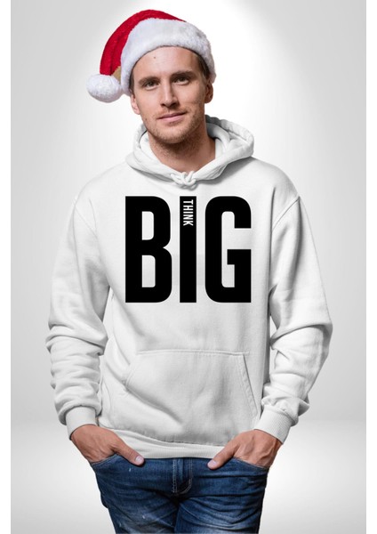 Sokak Sitili Büyük Düşün Erkek Kadın Beyaz Dijital Baskılı Kapüşonlu Sweatshirt Hoodie fırsatları