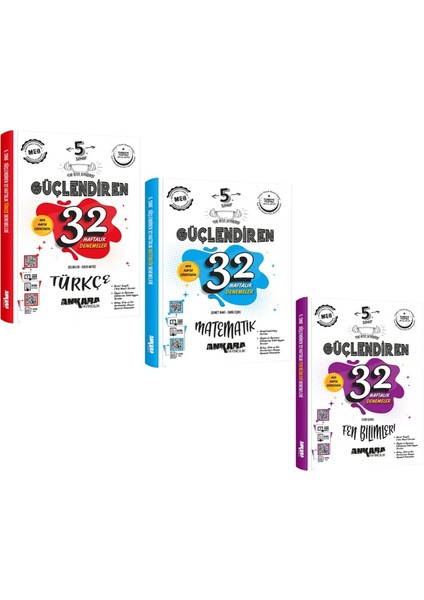5. Sınıf Türkçe Matematik ve Fen Bilimleri Güçlendiren 32 Haftalık Deneme 3 Kitap
