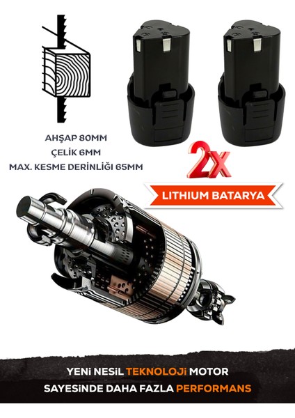 Alman 12 V 3.0 Ah Li-Ion Çift Akülü Şarjlı Dekupaj Testere