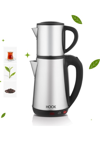 Inox Çaycı Elektrikli Çay Makinesi Kaliteli Paslanmaz Çelik Filtre (1.8l - 1500W)