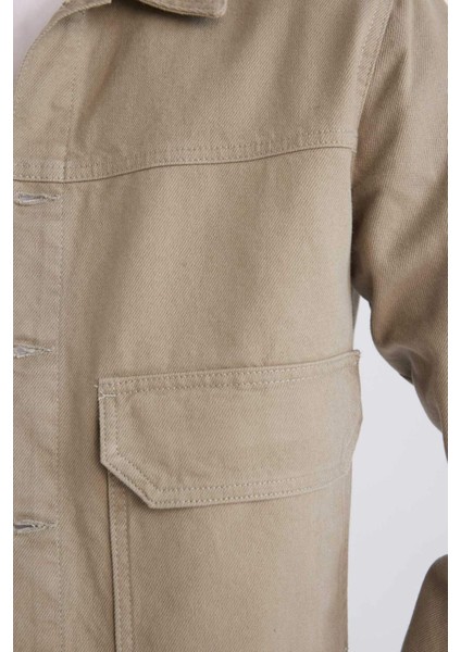 %100 Pamuk Slim Fit Dar Kesim Düğmeli Cepli Mevsimlik Baharlık Jean Ceket B8155AX25SP