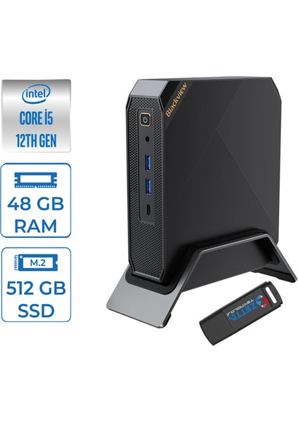 Intel Core I5 12450H 48GB 512GB SSD Windows 11 Pro Mini Bilgisayar MP200I5P12