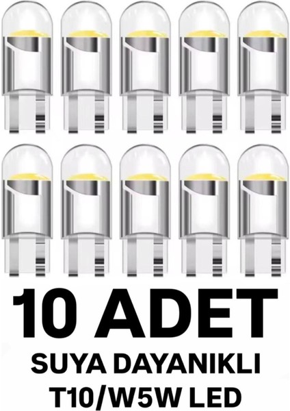T10 W5W Dipsiz Silikon LED (10 Adet) Suya Dayanıklı Beyaz Park Bagaj Plaka Iç Aydınlatma Uyumlu