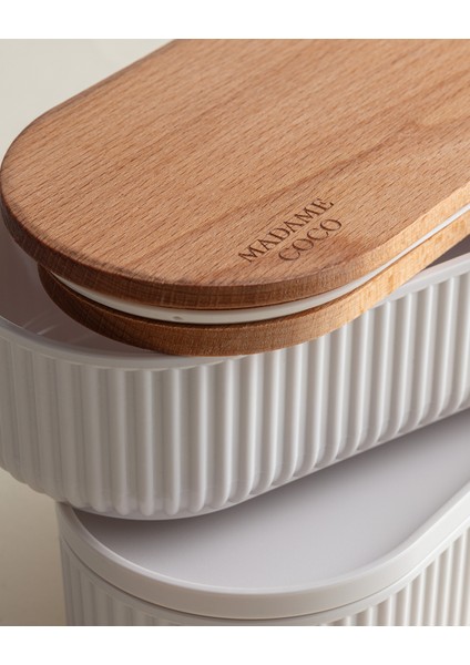 Magou Ahşap Kapaklı 2'li Lunch Box - Mint Yeşili - 2x500 ml
