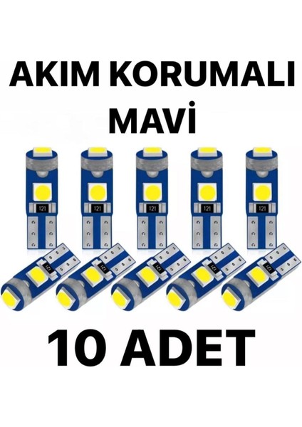 Mavi T5 LED (10 Adet) Mavi Kilometre Kadran Ambiyans Aydınlatma Ampulü