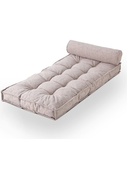 Sofa Buklet Kapitoneli Yer-Sedir Minderi - Açık Kahverengi fırsatları