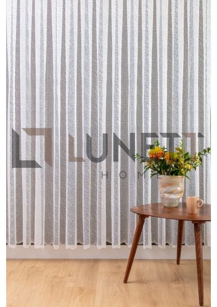 Kullanıma Hazır Ekru Renk Buz Kırığı Desen (1x2) Seyrek Pile Tül Perde modelleri