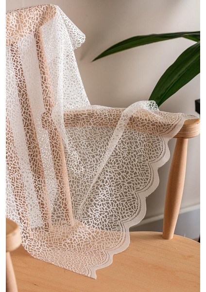 Kullanıma Hazır Ekru Renk Buz Kırığı Desen (1x2) Seyrek Pile Tül Perde fırsatları