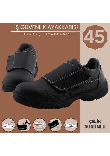 Iş Güvenlik Ayakkabısı Kaynakçı Ayakkabısı Çelik Demir Burunlu 45 Numara Cırtlı Inşaatçı Ayakkabı