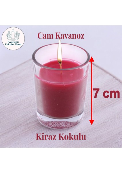 Kokulu Mum Dekoratif Mini Cam Kavanoz Bardak Mumluk Kandil Kırmızı Kiraz Kokulu Mumlar