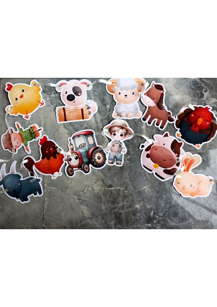 KUROMI-32PARÇA Çiftlik Hayvanları Dev Doğum Günü Süsü Banner Pasta Kürdanı Cupcake Süsü Seti