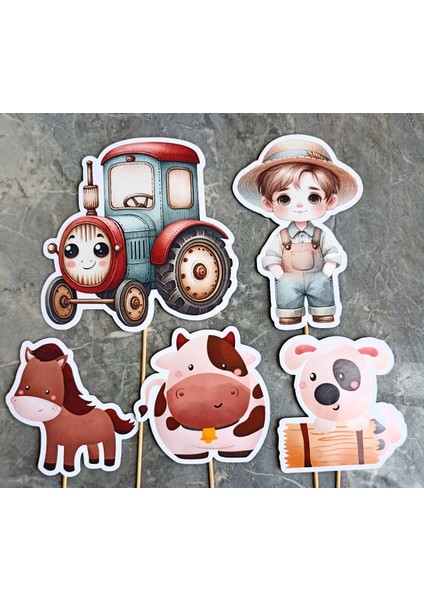 KUROMI-32PARÇA Çiftlik Hayvanları Dev Doğum Günü Süsü Banner Pasta Kürdanı Cupcake Süsü Seti