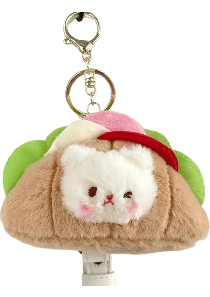 Pembe Tavşan Peluş Oyuncak Sevimli Üç Boyutlu Kruvasan Anahtarlık Karikatür Ayı Bebek Yaratıcı Okul Çantası Kolye Moda Bebek (Yurt Dışından)