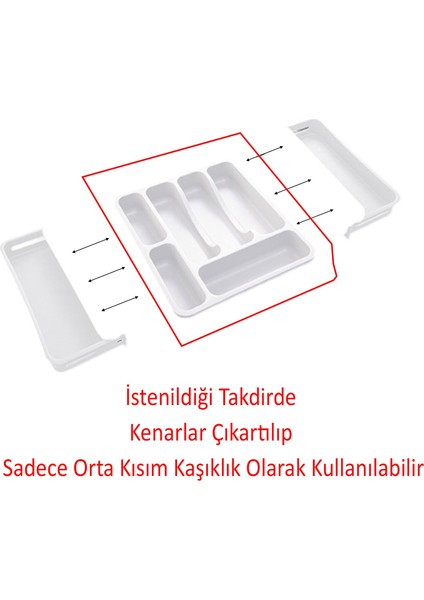 Kayar Kaşıklık Çekmece Içi Bıçak Kaşık Çatal Düzenleyici Çift Kanat Beyaz Açılabilir Ayarlanabilir fırsatları