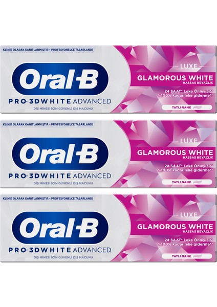 Oral-B pro 3D White Advanced Luxe Glamorous White Diş Macunu 75 ml x 3 fiyatları