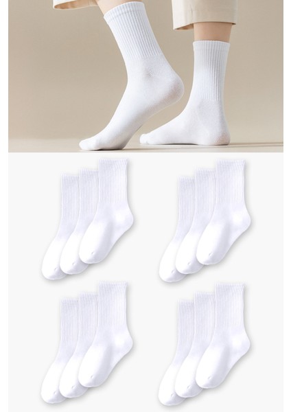 12 Çift Düz Tenis Çorap Unisex , Erkek , Kadın Tenis Çorap