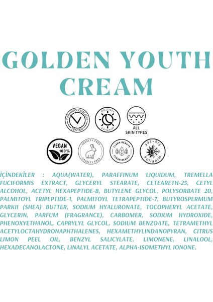 Hyaluronik Asit İçeren Anti-Aging Gençlik Kremi - Golden Youth Cream