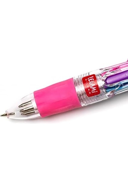 - Mini Tükenmez Kalem, 4 Renk, Mini Magic Rainbow, 2,3 x 10 Cm, Mürekkep 4 Renk, Yeşil, Açık Mavi, Mor, Pembe, Uç 1 Mm, Ergonomik Silikon Sap