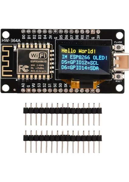 Nodemcu ESP8266 0.96 Inch OLED Ekran ile Birlikte Type-C Geliştirme Kartı
