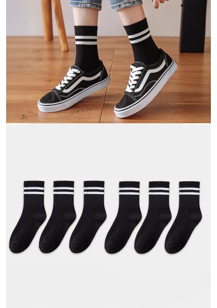6 Çift Çizgili Tenis Çorap Unisex , Erkek , Kadın Tenis Çorap modelleri