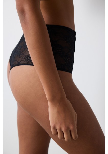 Shinny Lace Dantel Yüksek Bel Tanga Külot fırsatları