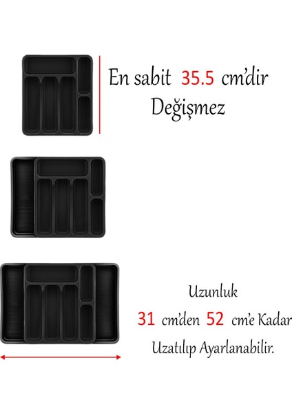 Kayar Kaşıklık Çekmece Içi Bıçak Kaşık Çatal Düzenleyici Çift Kanat Siyah Açılabilir Ayarlanabilir fırsatları