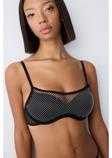 Hera Stone Push Up Siyah Sütyen