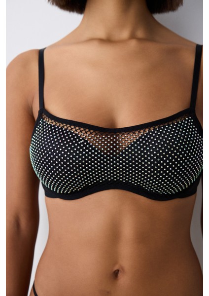 Hera Stone Push Up Siyah Sütyen