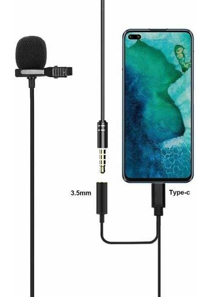 Powermaster JH-042-A Type-C Girişli ve Kulaklık Girişli Youtuber Yaka Mikrofonu