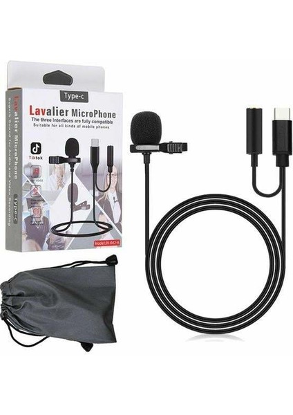 Powermaster JH-042-A Type-C Girişli ve Kulaklık Girişli Youtuber Yaka Mikrofonu