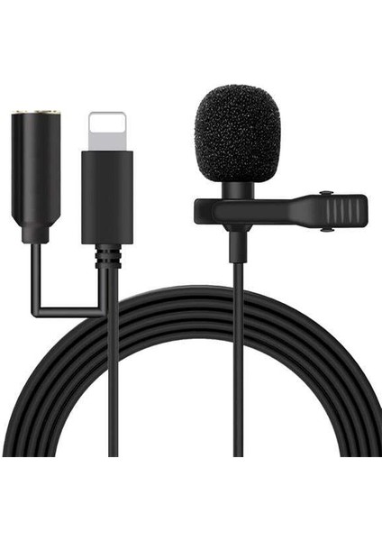 Powermaster JH-041-A Lıghtnıng Girişli ve Kulaklık Girişli Youtuber Yaka Mikrofonu