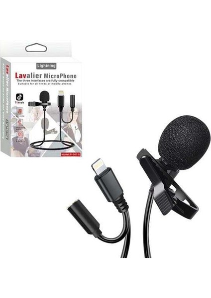 Powermaster JH-041-A Lıghtnıng Girişli ve Kulaklık Girişli Youtuber Yaka Mikrofonu