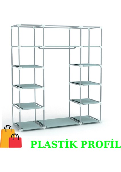 Beyazpazar Bez Dolap Fermuarlı Yeni Plastik Profil Portatif Gardırop Bej fiyatları